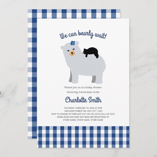 Mama Bear Baby Bear baby shower invitation (Front/Back)