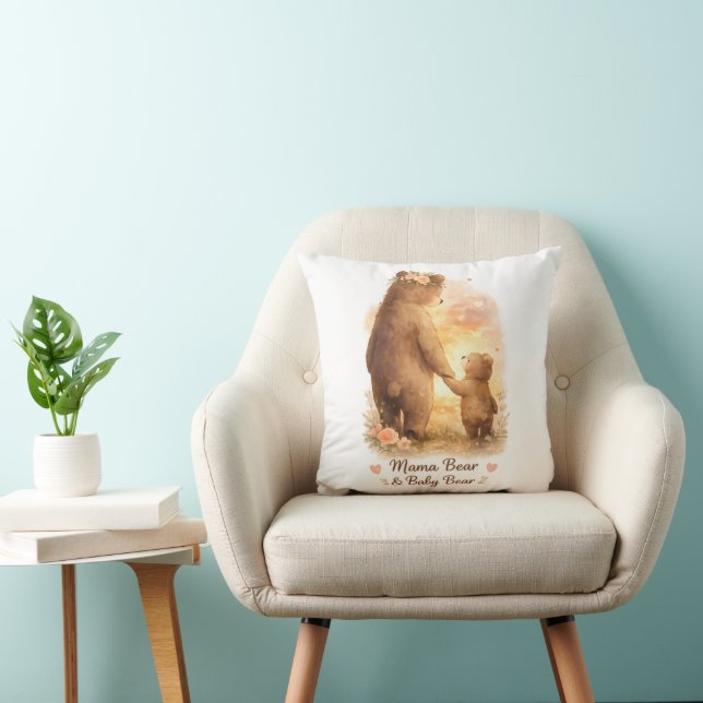 Mama Bear & Baby Bear Decorative Pillow (Chair)