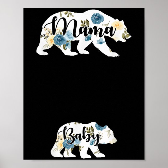 Mama Bear Baby Bear Pregnancy Pregnant Mom Mothers Poster (Front)