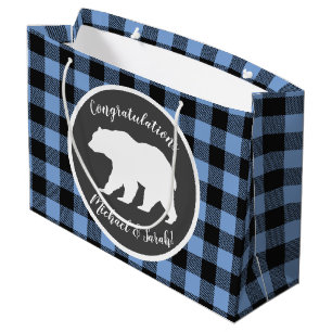 Mama Bear Baby Shower Woodland Lodge Boy Blue Large Gift Bag