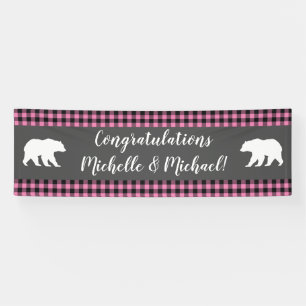 Mama Bear Baby Shower Woodland Lodge Girl Pink Banner