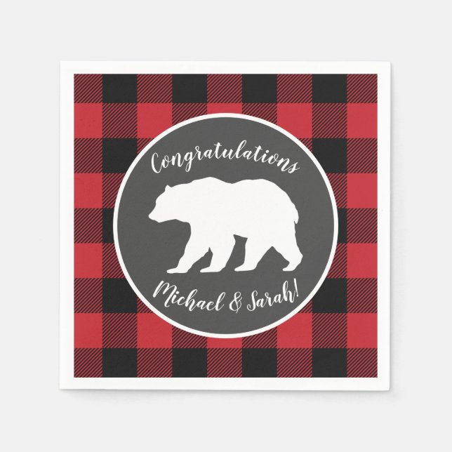 Mama Bear Baby Shower Woodland Lodge Napkin (Front)