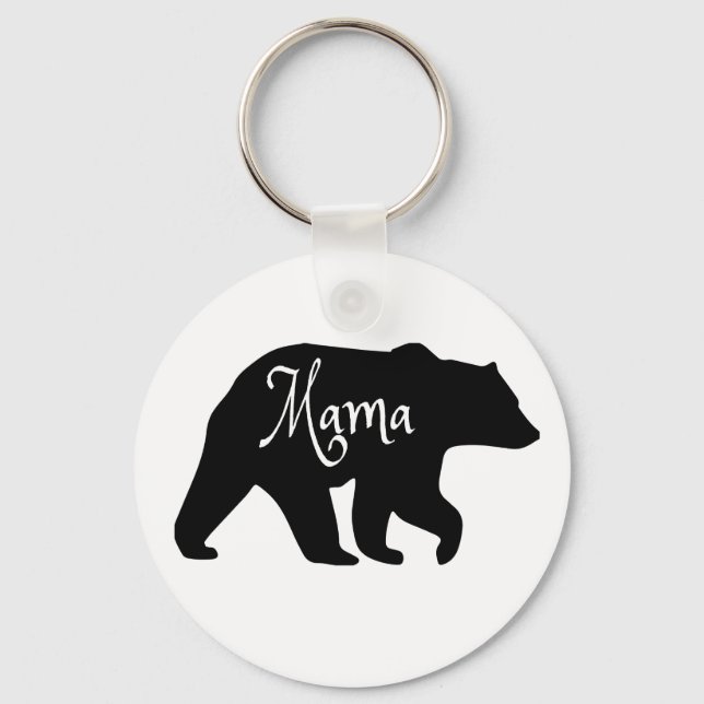 Mama Bear black and white Key Ring (Front)