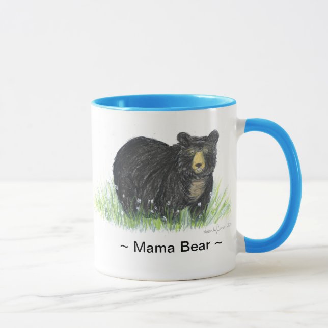 ~ Mama Bear ~ Black Bear blue trim mug (Right)