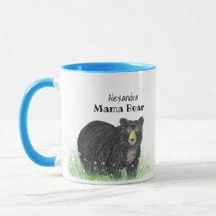 ~ Mama Bear ~ Black Bear blue trim  Mug