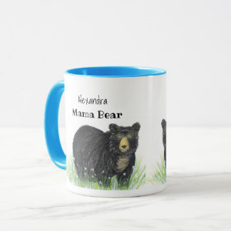 ~ Mama Bear ~ Black Bear blue trim Mug