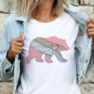 Mama Bear Boho Floral Mother's Day Illustration T-Shirt