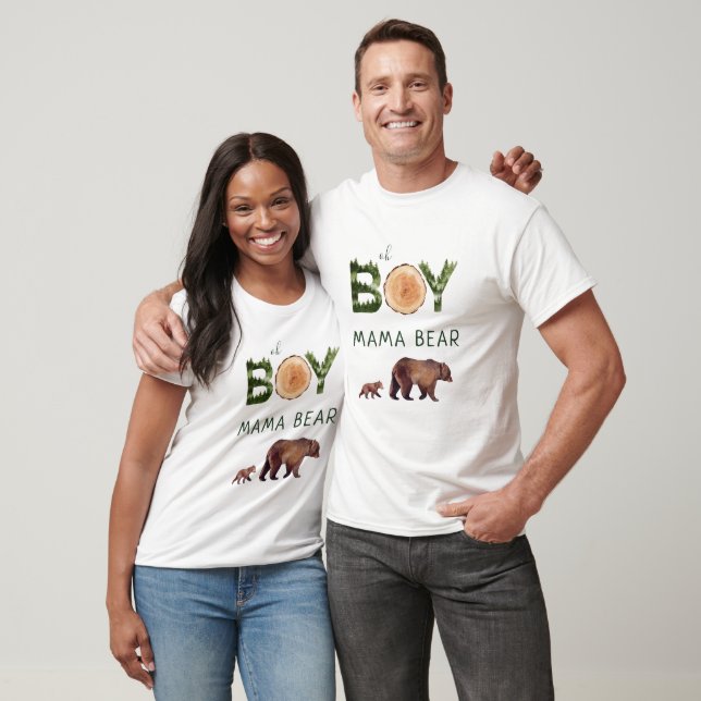 Mama Bear Boy Woodland Baby Shower  T-Shirt (Unisex)