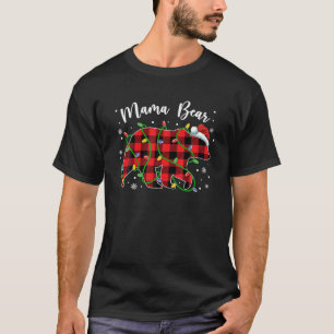 Mama Bear Buffalo Plaid Mum Xmas Tree Light Christ T-Shirt