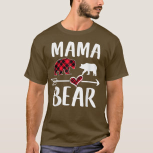 Mama Bear Buffalo Red Plaid Christmas Pajama Famil T-Shirt
