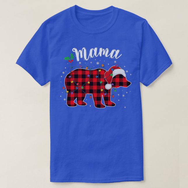 Mama Bear Buffalo Red Plaid Matching Family Christ T-Shirt (Design Front)