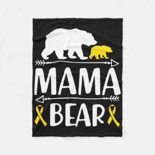 Mama Bear Childhood Cancer Awareness Mum Of A Warr Fleece Blanket
