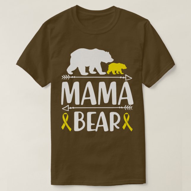 Mama Bear Childhood Cancer Awareness Mum Of A Warr T-Shirt (Design Front)