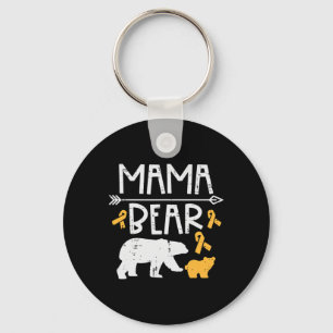 Mama Bear Childhood Cancer Ribbon Awareness Mum Mo Key Ring
