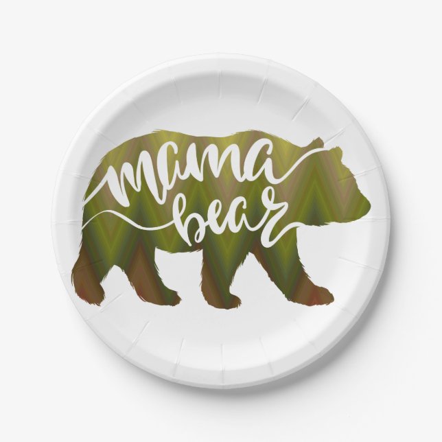 Mama  bear  - Choose background color Paper Plate (Front)