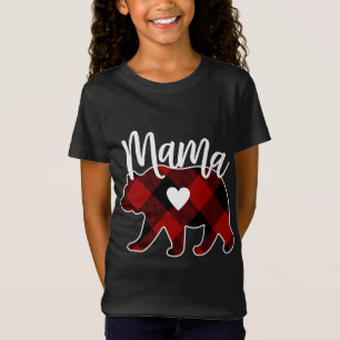 Mama Bear Christmas Buffalo Plaid Decoration T-Shirt