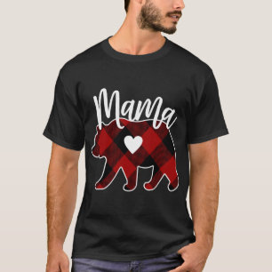 Mama Bear Christmas Buffalo Plaid Decoration T-Shirt