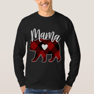 Mama Bear Christmas Buffalo Plaid Decoration T-Shirt