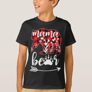 Mama Bear Christmas Pajama Buffalo Red Plaid Mama T-Shirt
