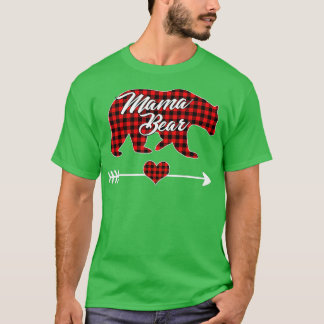 Mama Bear Christmas Pajama Red Buffalo Plaid Famil T-Shirt