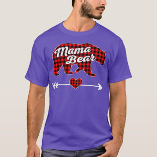 Mama Bear Christmas Pajama Red Buffalo Plaid Famil T-Shirt