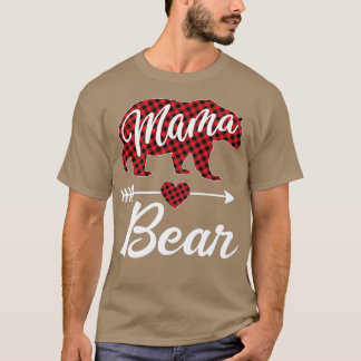 Mama Bear Christmas Pajama Red Buffalo Plaid Famil T-Shirt