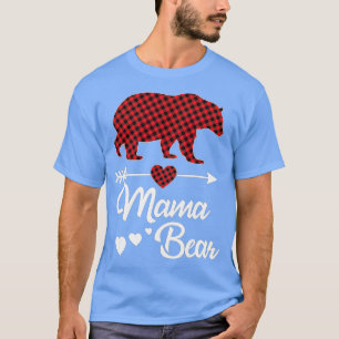 Mama Bear Christmas Pajama Red Buffalo Plaid Famil T-Shirt