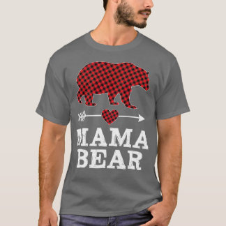 Mama Bear Christmas Pajama Red Buffalo Plaid Famil T-Shirt