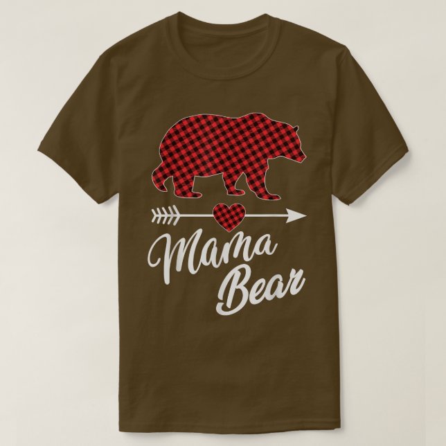 Mama Bear Christmas Pajama Red Buffalo Plaid Famil T-Shirt (Design Front)