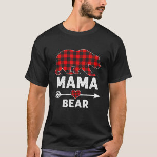 Mama Bear Christmas Pajama Red Plaid Buffalo Famil T-Shirt