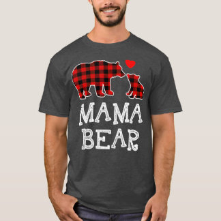 Mama Bear Christmas Pajama Red Plaid Buffalo Famil T-Shirt