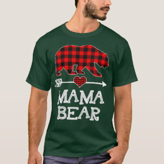Mama Bear Christmas Pajama Red Plaid Buffalo Famil T-Shirt