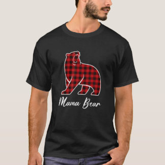 Mama Bear Christmas Pajama Red Plaid Buffalo Famil T-Shirt