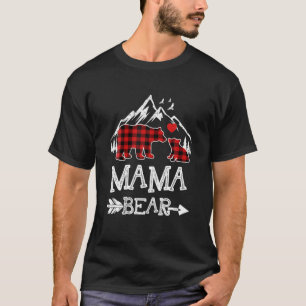 Mama Bear Christmas Pajama Red Plaid Buffalo Famil T-Shirt