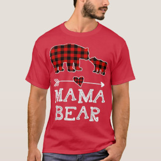 Mama Bear Christmas Pajama Red Plaid Buffalo Famil T-Shirt