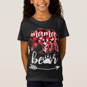 Mama Bear Christmas PajamaBuffalo Red Plaid Mama B T-Shirt