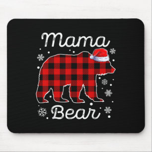 Mama Bear Christmas Pyjamas Red Plaid Buffalo Fami Mouse Pad