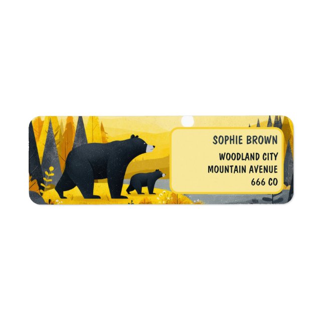 Mama Bear& Cub Mountain Landscape Return Address  (Front)