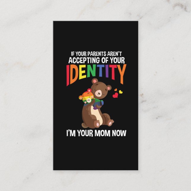 Mama Bear Cuddle Relationship Rainbow Colour Business Card (Front)