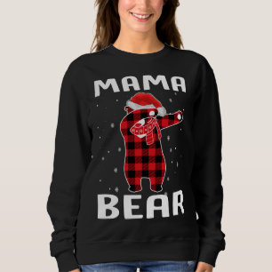 Mama Bear Dabbing Christmas Pajama With Santa Hat Sweatshirt