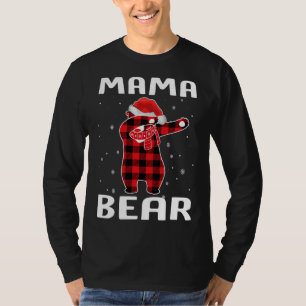 Mama Bear Dabbing Christmas Pajama With Santa Hat  T-Shirt