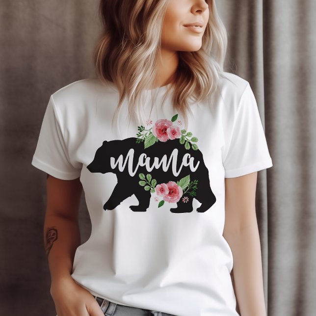 Mama Bear Elegant Rustic Floral Flowers Mum Tri-Blend Shirt (Creator Uploaded)