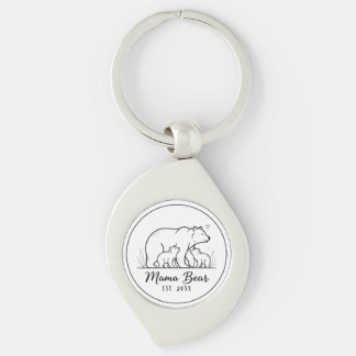 Mama Bear EST 2025 Circle Logo Line Art Key Ring