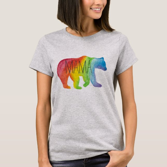 Mama Bear Family Pride Watercolor Relaxed Fit Tee (Front)