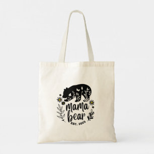 Mama Bear Floral Black And White Typography Gift Tote Bag