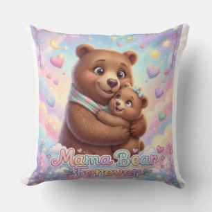 Mama Bear Forever Cute Cub Hug Pastel Rainbow Thro Cushion