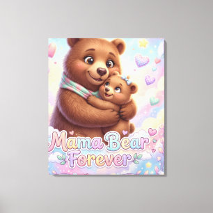 Mama Bear Forever Pastel Rainbow Nursery Wall Art