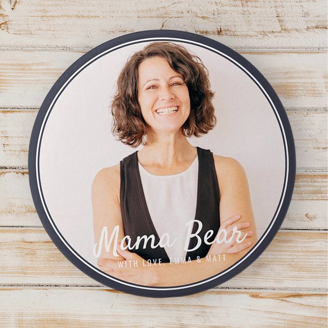 Mama Bear Framed Modern Simple Photo 7.5 Cm Round Badge (Creator Uploaded)