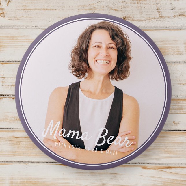Mama Bear Framed Modern Simple Photo 7.5 Cm Round Badge (Creator Uploaded)