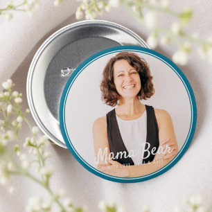 Mama Bear Framed Modern Simple Photo 7.5 Cm Round Badge